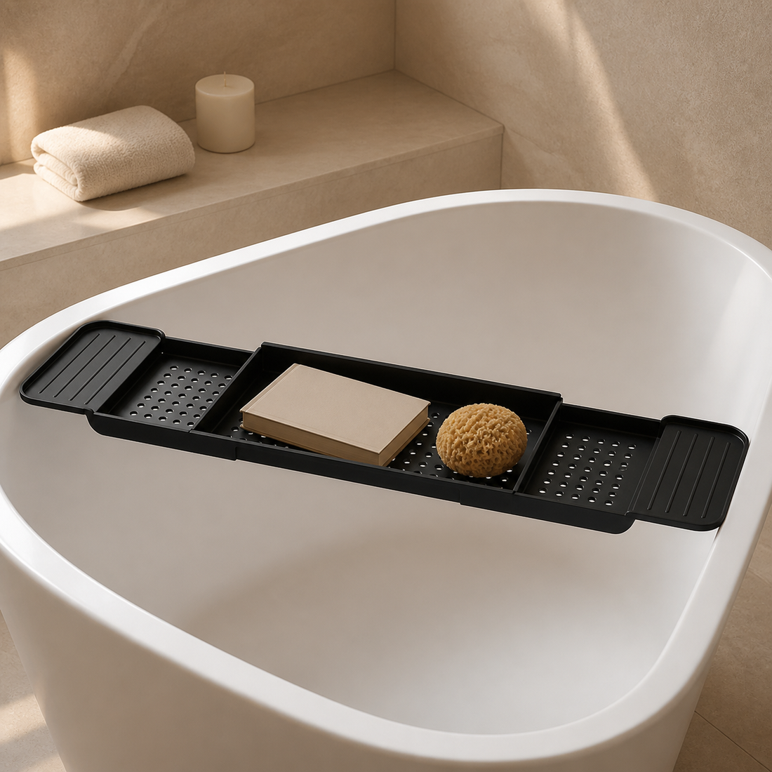 Cozy Haven Bathtub Bridge Tray - Black or White