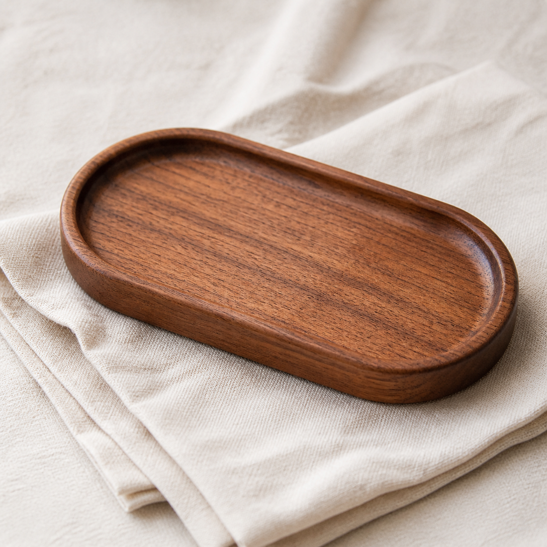 Cozy Haven Small Wood Serving Tray (18 x 10 cm)