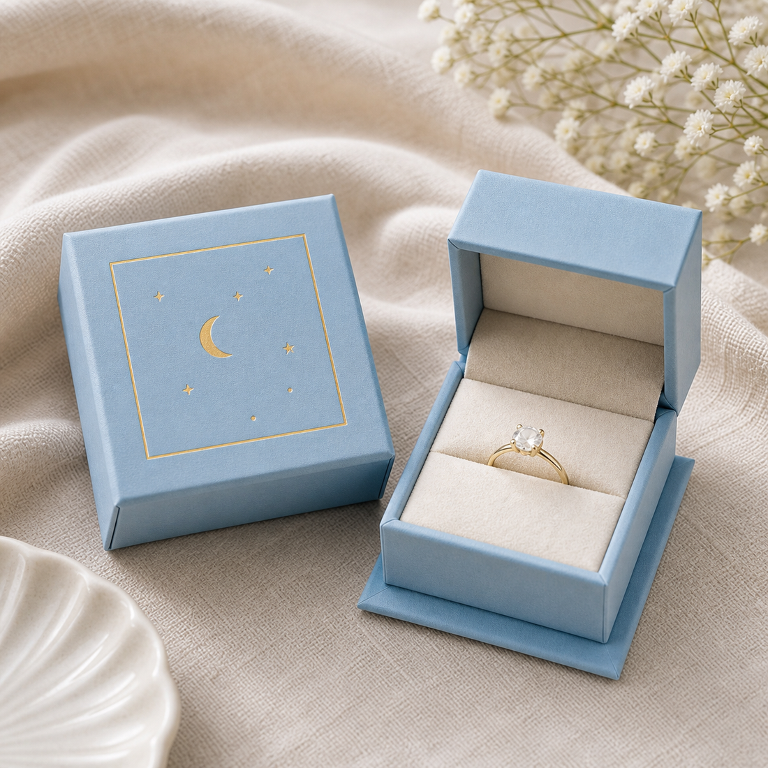Jewelry Organizer — Lake Blue Book-Style Ring Box