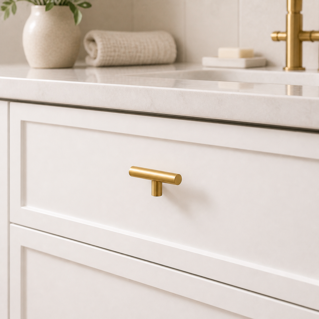 Matte Gold T-Bar Cabinet Knob - 50 mm