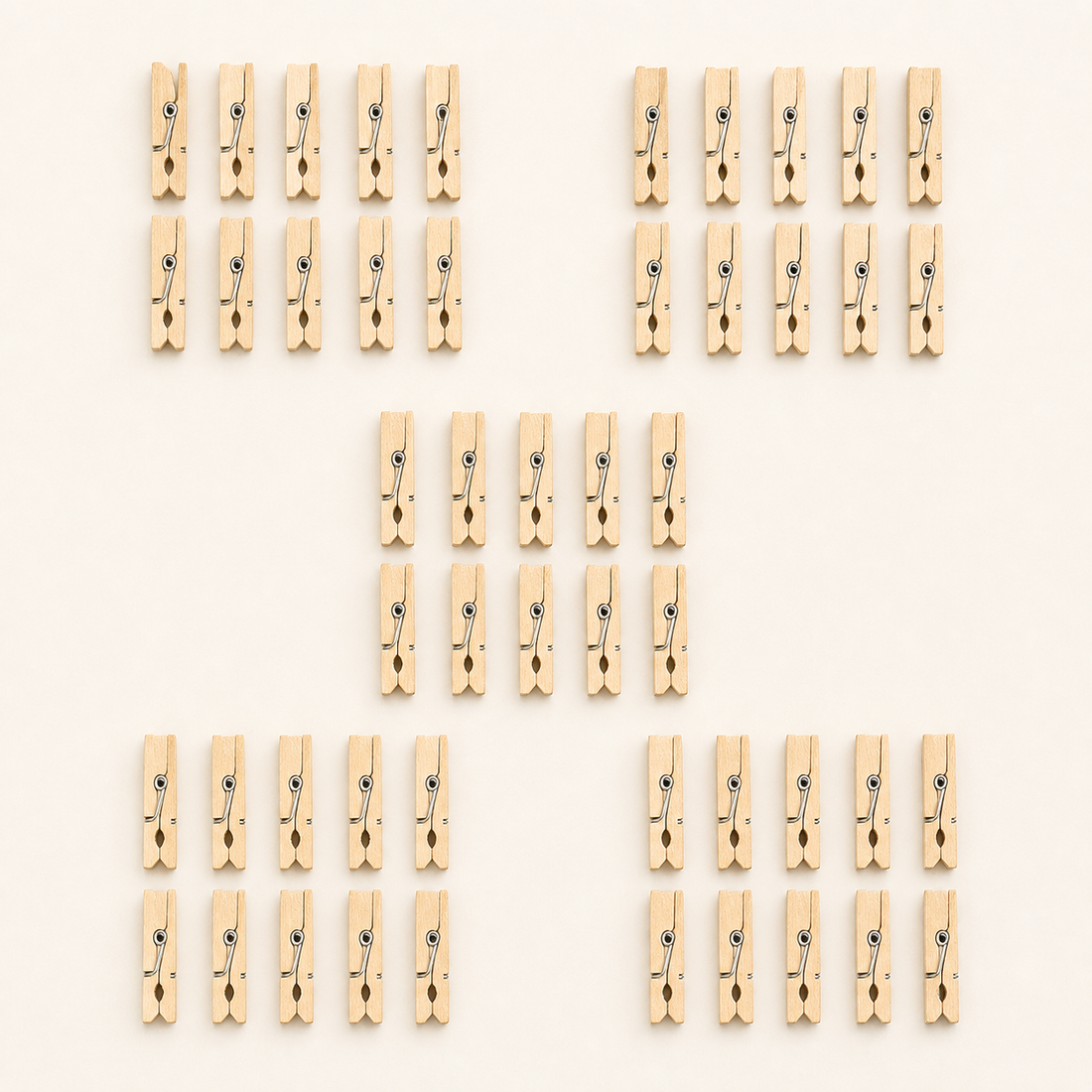 Mini Wood Photo Clips - 50 Piece Set