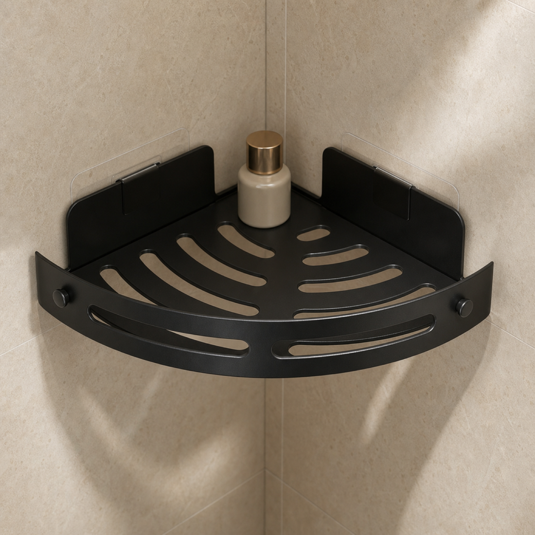 Shower Caddy — Adhesive Corner Shower Shelves 2-Pack, Rustproof & No-Drill, Matte Black or Silver