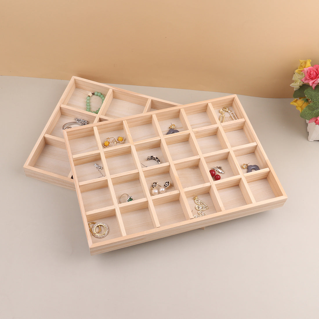 Jewelry Organizer — Stackable Wooden Tray