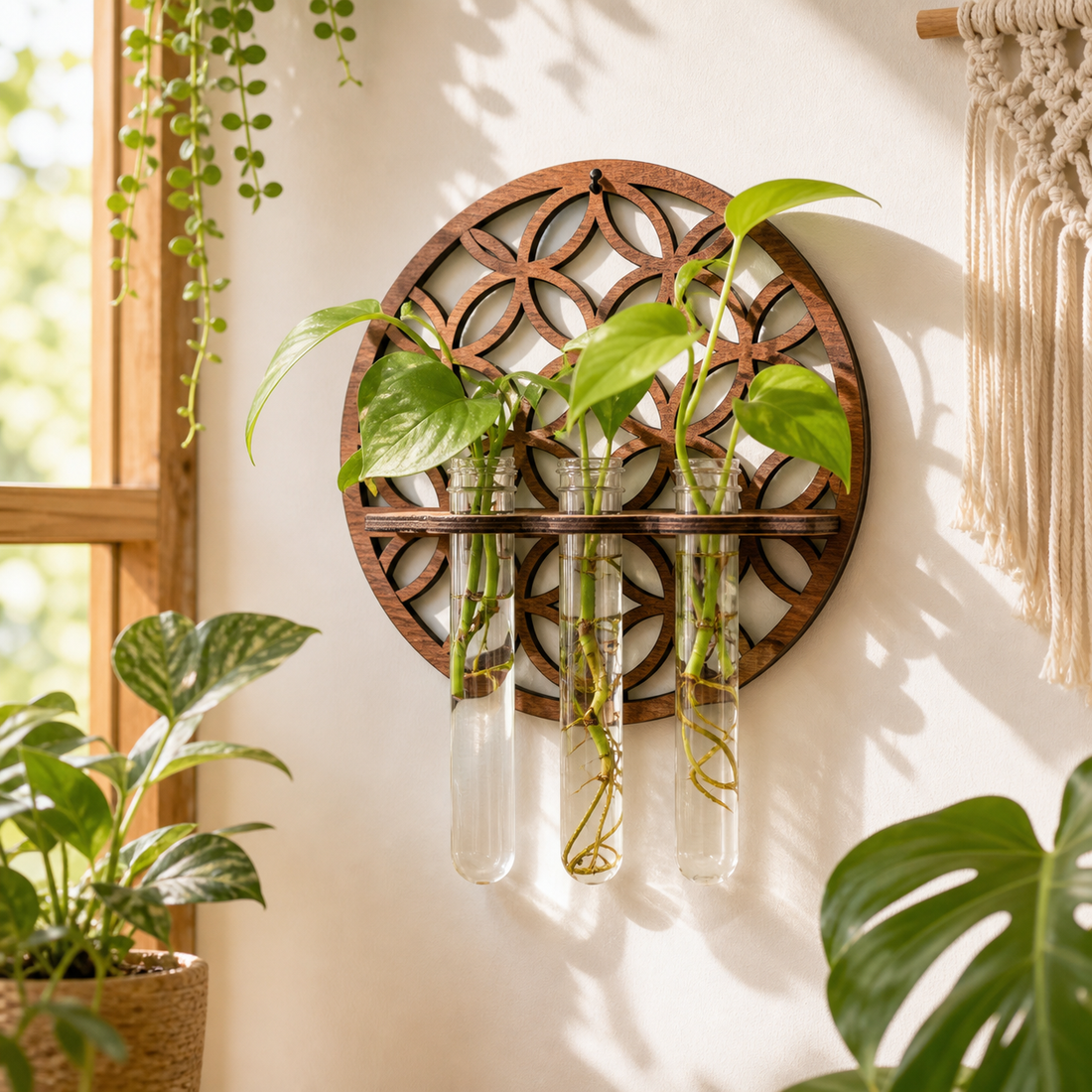 Cozy Haven Boho Hanging Plant Propagation Station