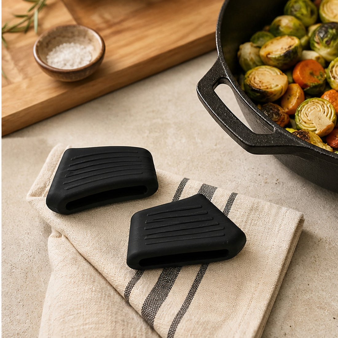 Black Silicone Pot Handle Covers - 2 Piece Set