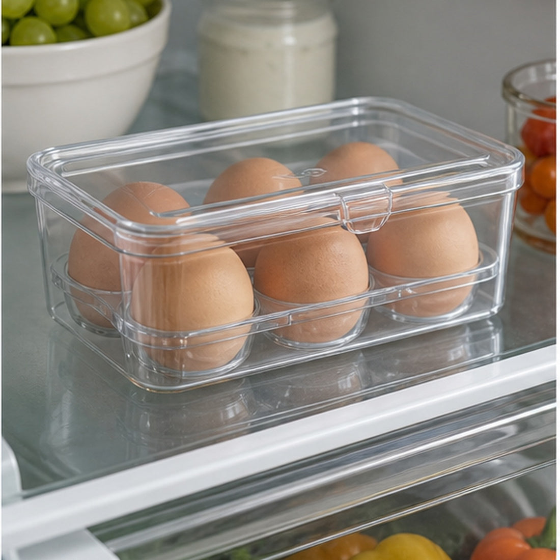 Clear 6-Grid Fridge Egg Holder
