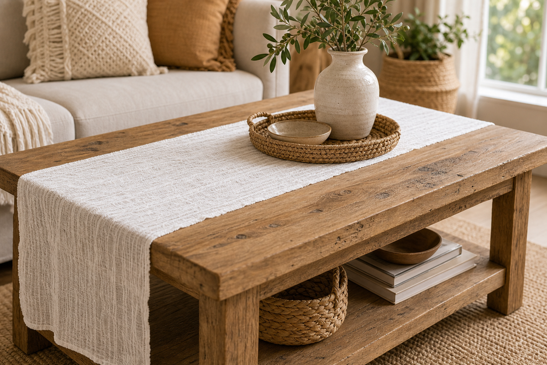 White Gauze Table Runner - 50 x 135 cm