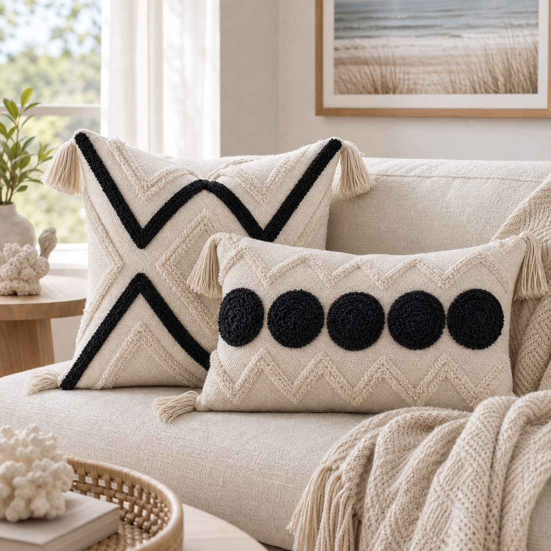 Fringe Tufted Pillow Cover Set
