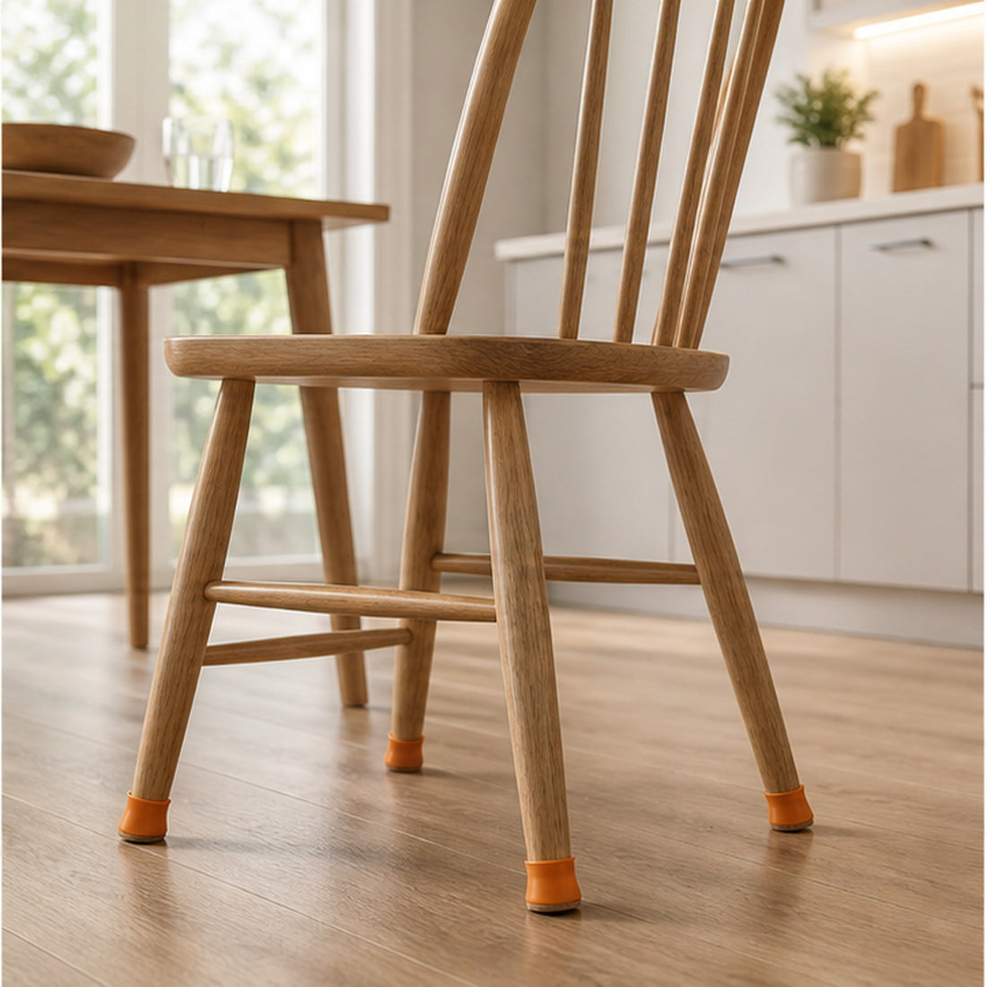 Black Small Chair Leg Floor Protectors - 8 Piece Set