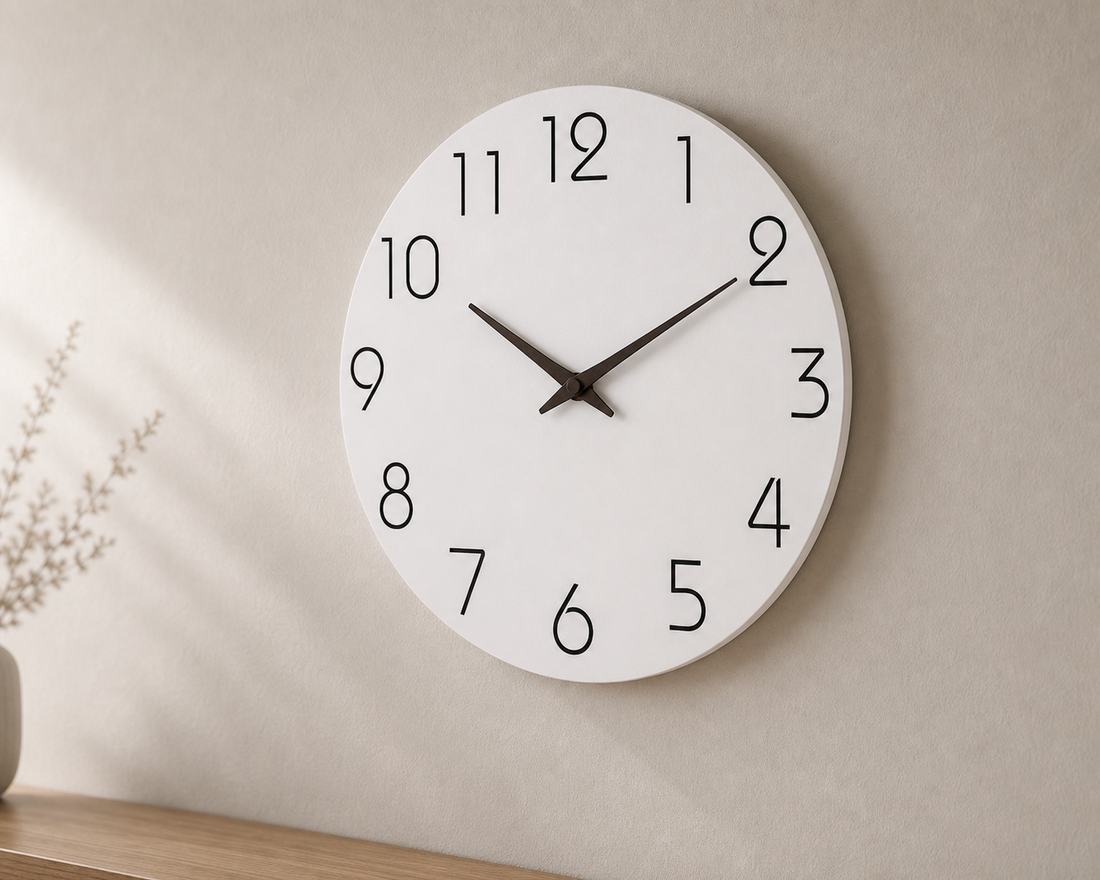 Wall Clock — Minimalist White Wooden