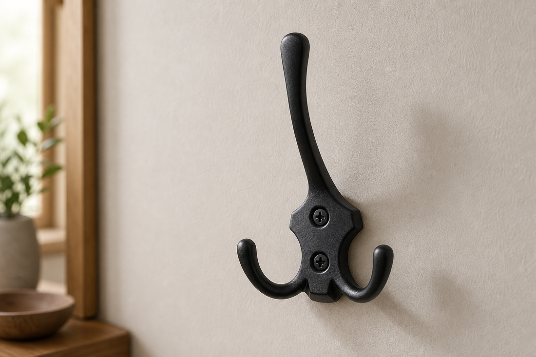 Black Zinc Alloy Coat Hook - 3 Prong