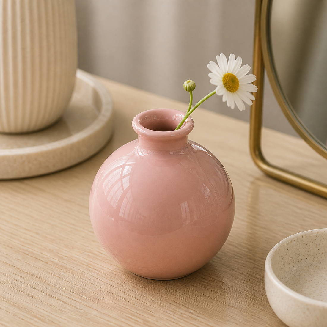 Mini Glazed Ceramic Vase - Pink