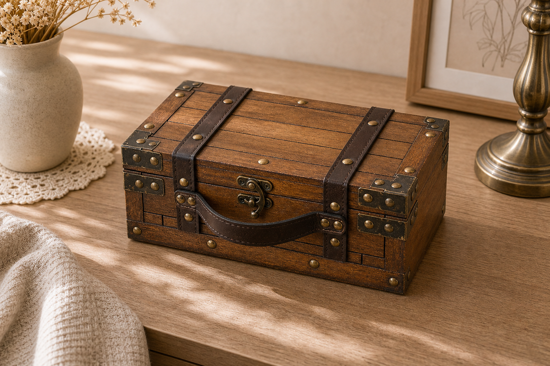 Jewelry Box — Wooden Treasure Chest - Dark Vintage Finish