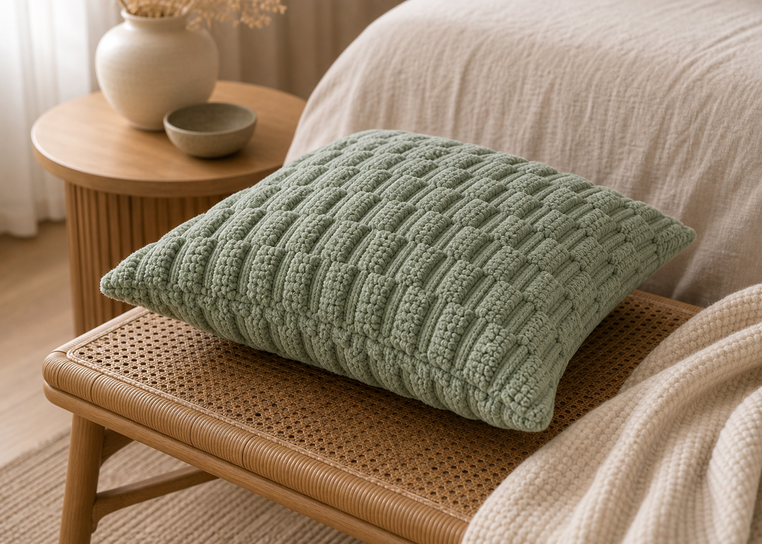 Textured Throw Pillow Cover - Sage Green