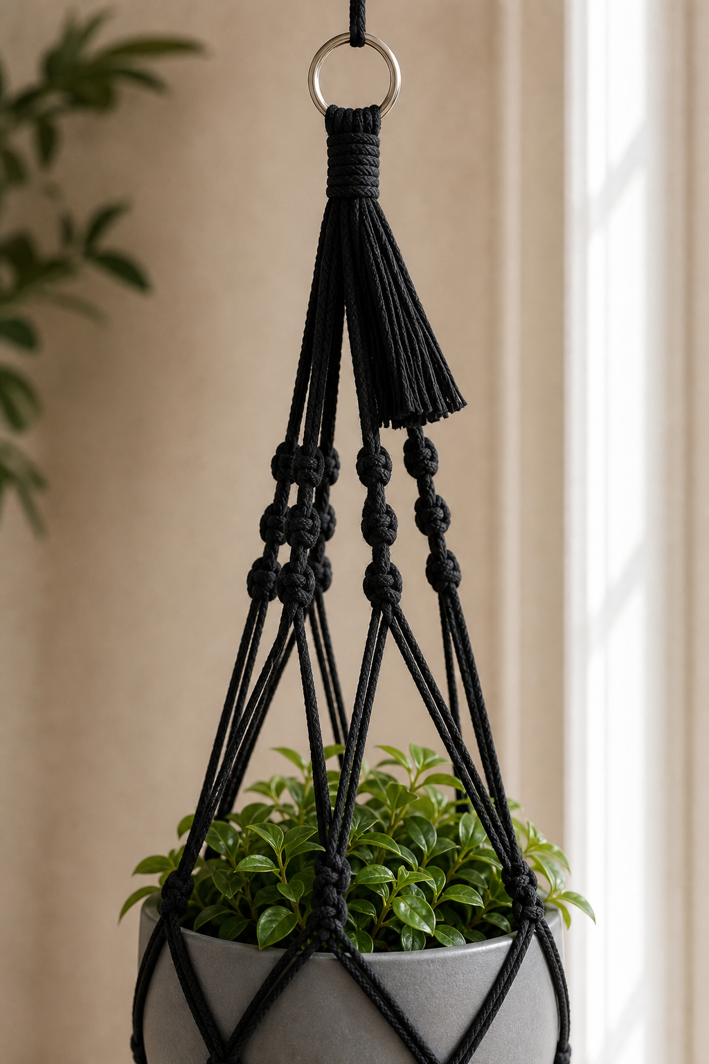 Bohemian Macrame Plant Hanger - Black