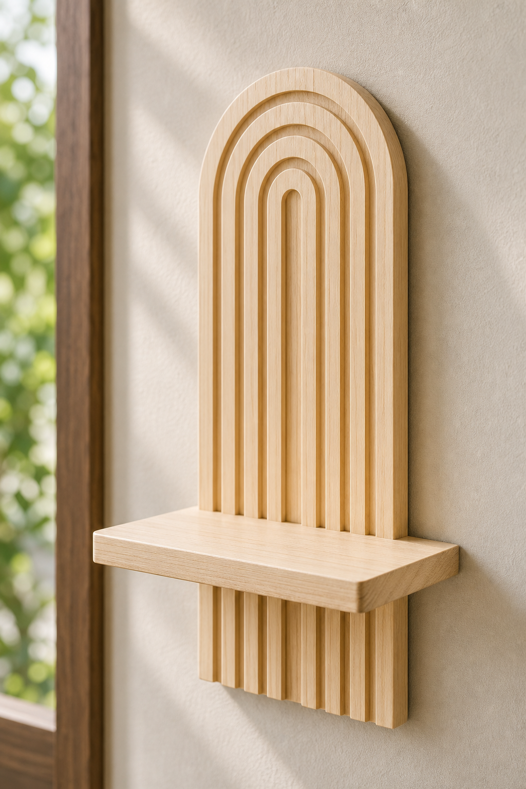 Cozy Haven Boho Arched Wooden Wall Shelf