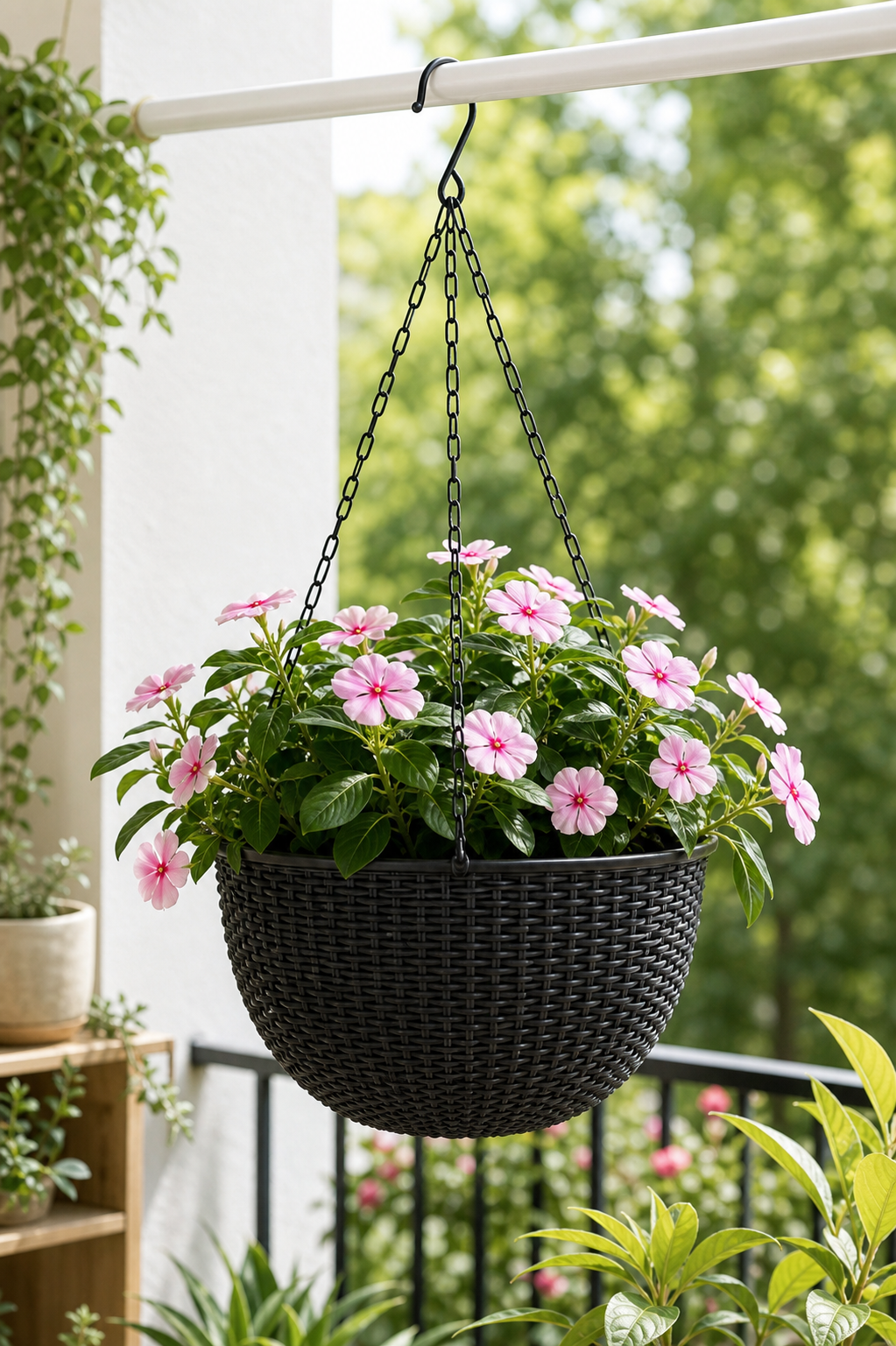 Black Hanging Planter with Chain