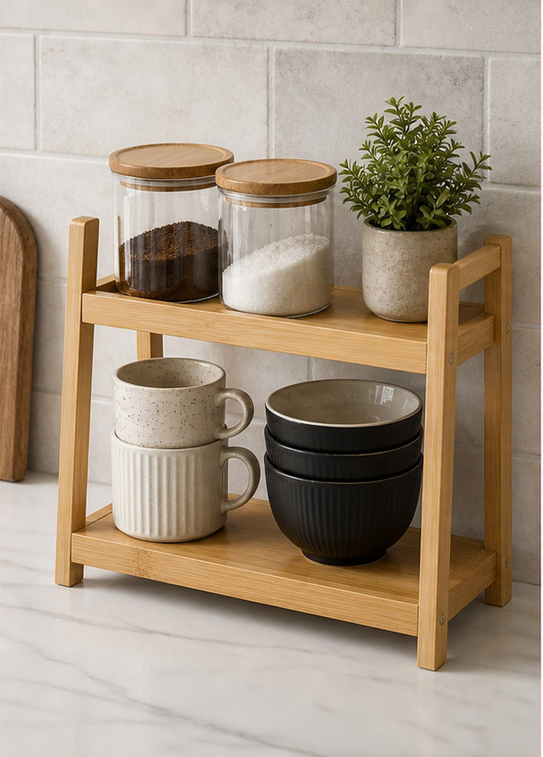 Two-Tier Bamboo Countertop Shelf
