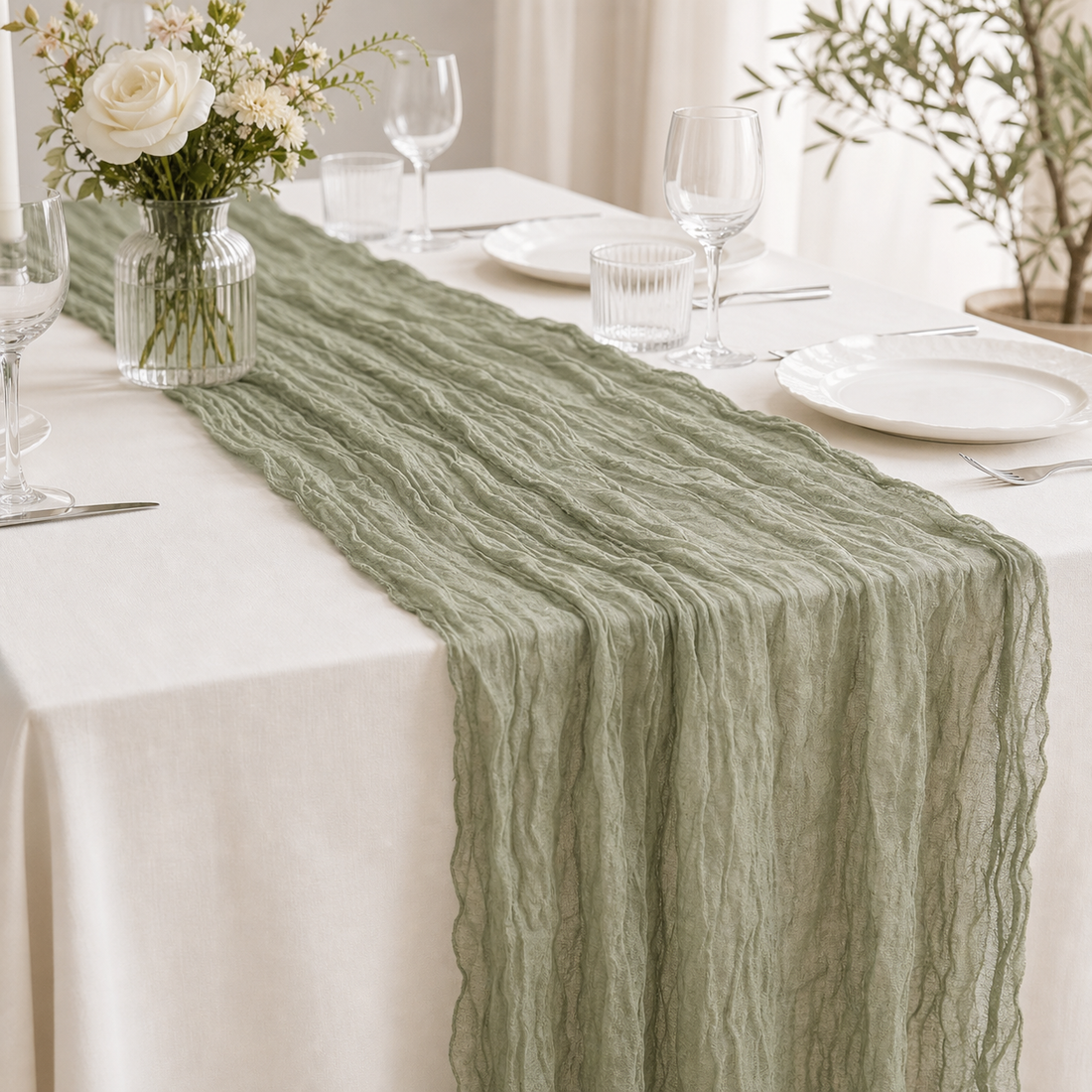 Cozy Haven Gauze Table Runner Set (10-Piece)