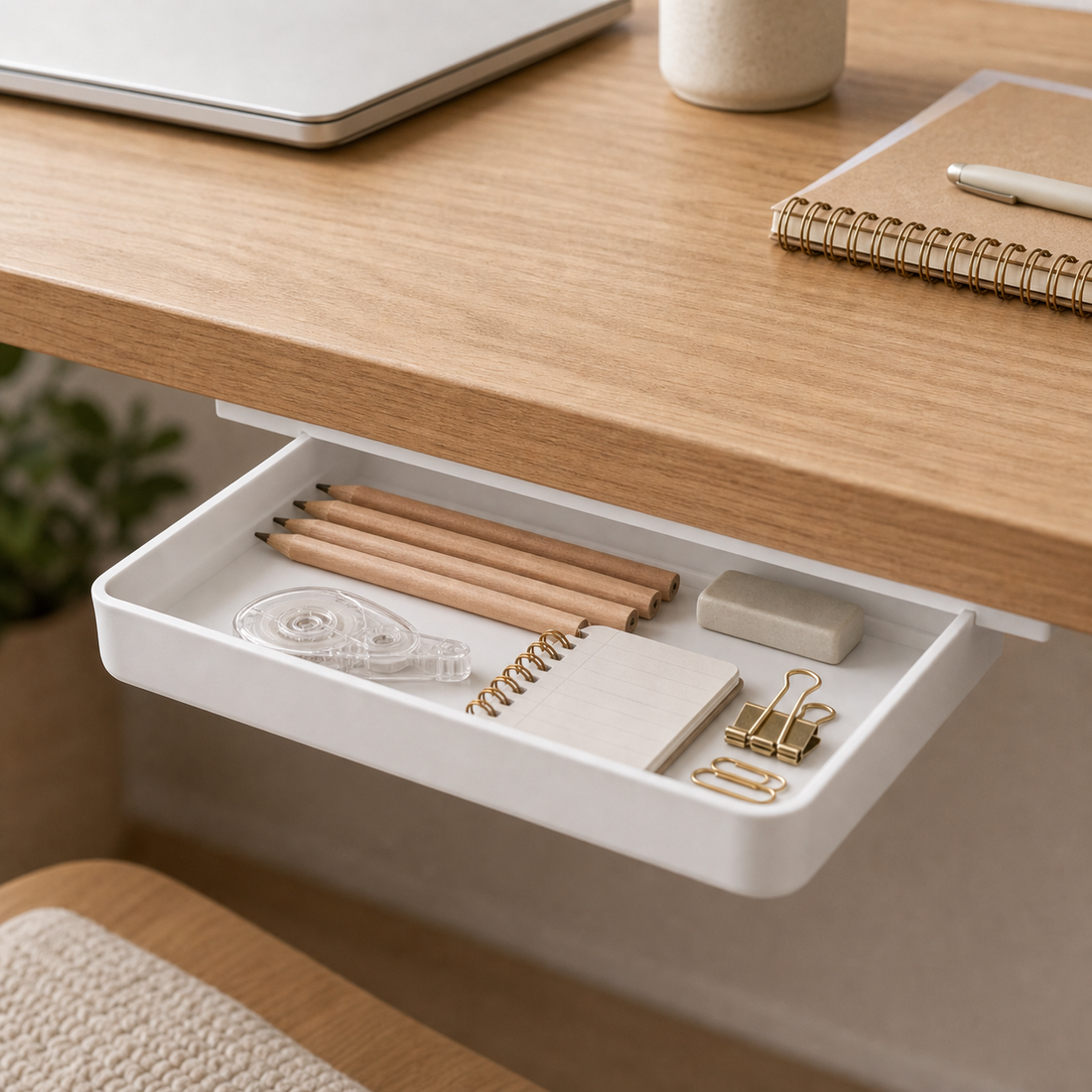 Kitchen Drawer Organizer — White XL Under-Desk