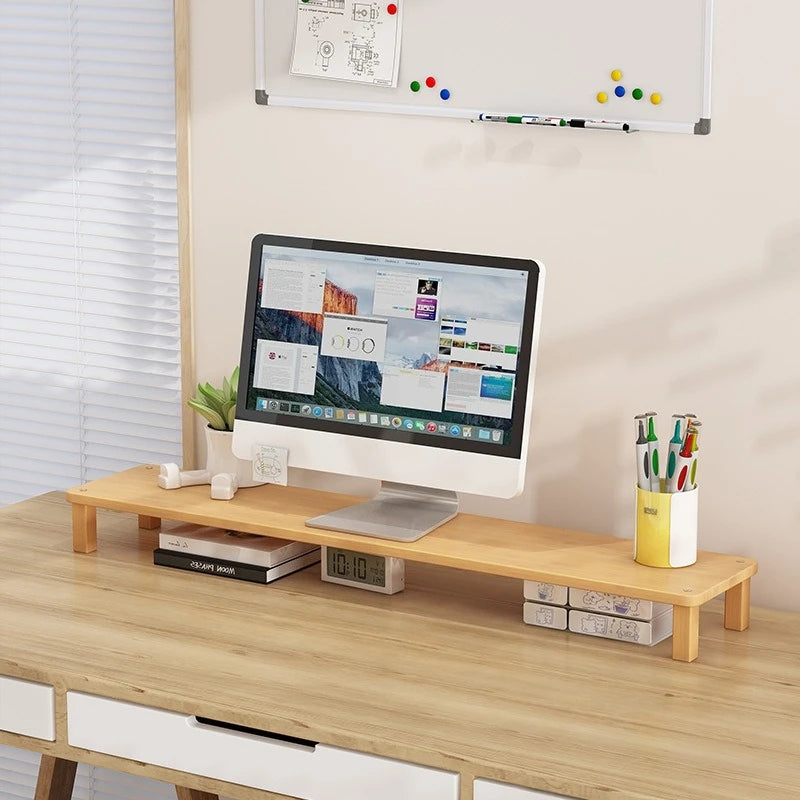 Cozy Haven minimal monitor riser shelf desk setup