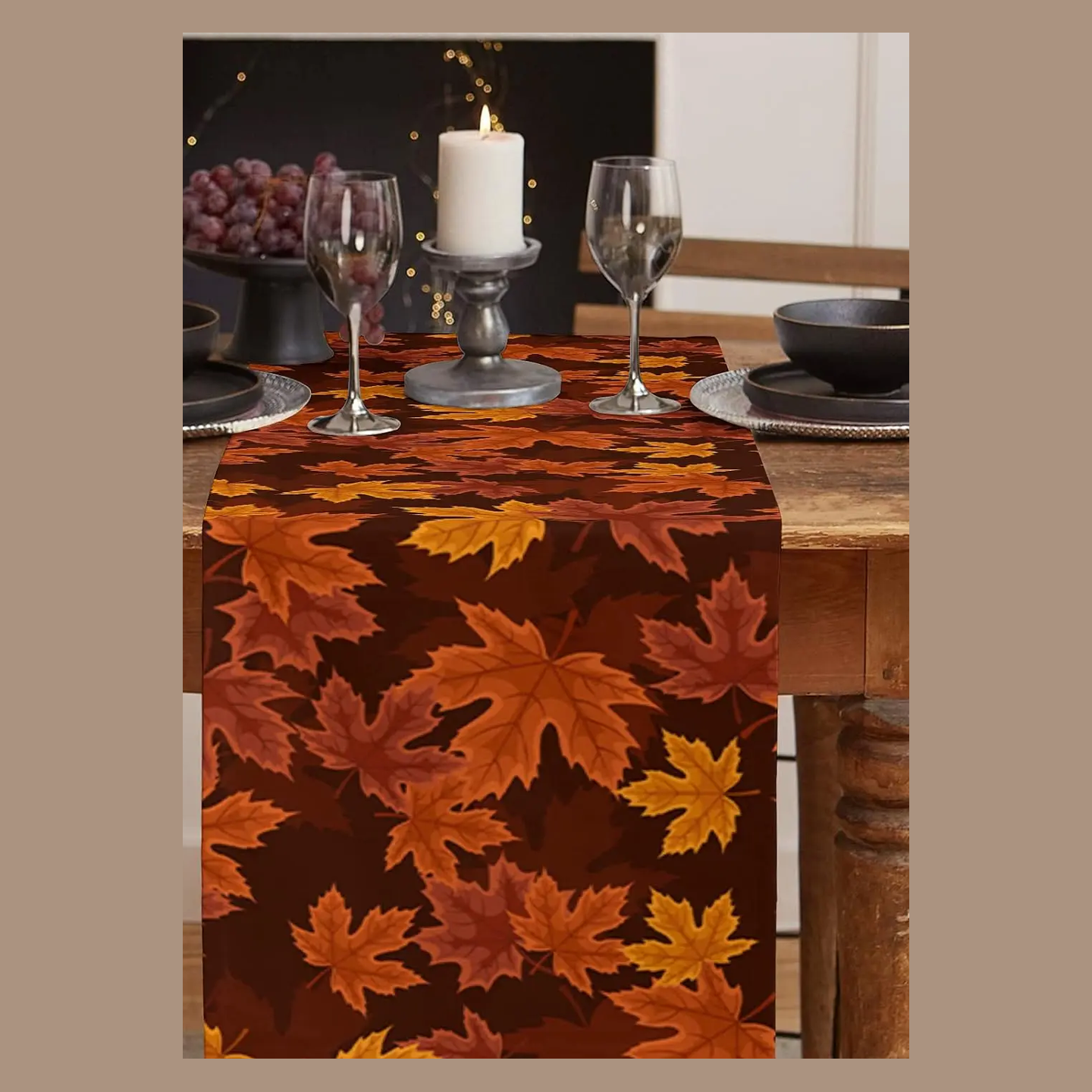 Cozy Haven Maple Leaf Autumn Table Runner supplier reference 01