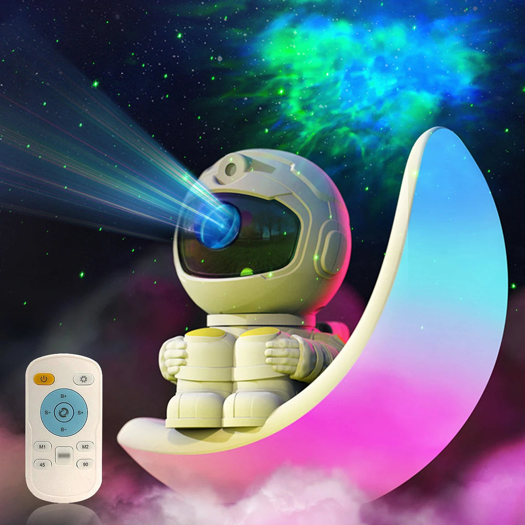 Cozy Haven gallery image for Cozy Haven Galaxy Projector Night Light - astronaut moon projector with remote