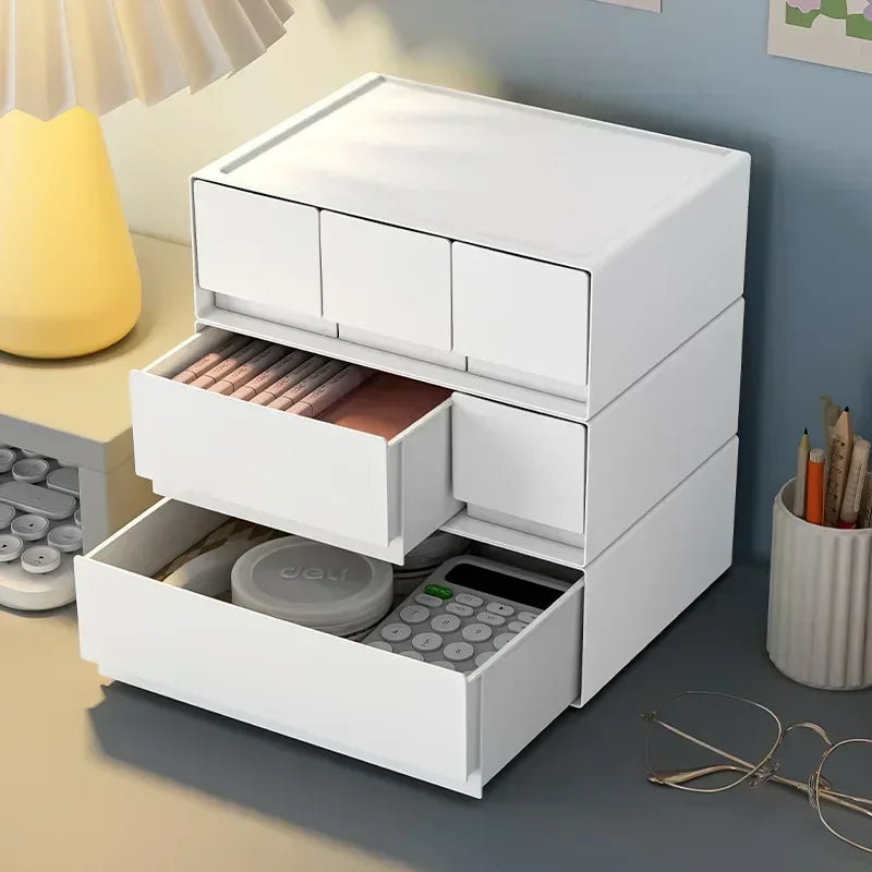 Cozy Haven stackable desktop drawer organizer with drawers open