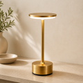 Cozy Haven Gold Cordless LED Table Lamp on a warm neutral console