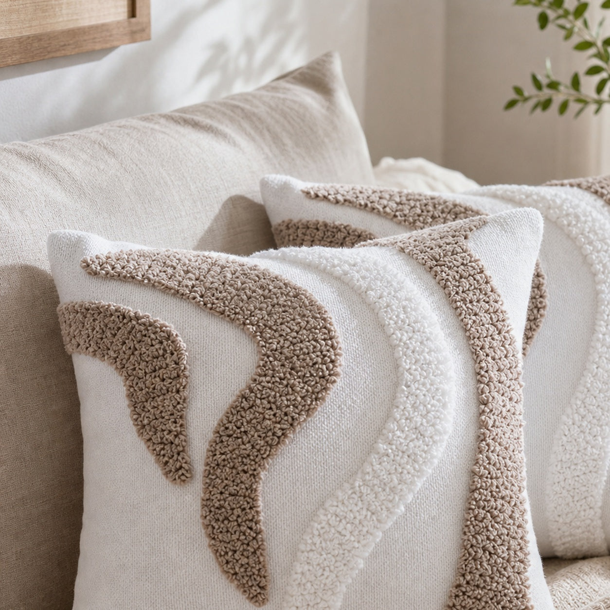 Cozy Haven Boho Wave Tufted Pillow Cover styled textile view 3