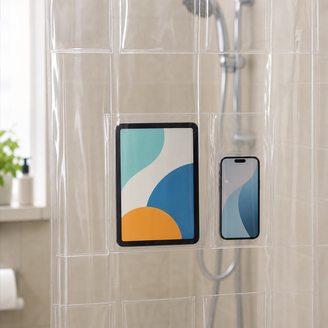 Cozy Haven Clear Shower Curtain with 13 Pockets - 180 x 180 cm