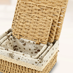 Cozy Haven 3-Piece Lidded Rattan Storage Basket Set - exact 3-piece lidded woven basket set image 3