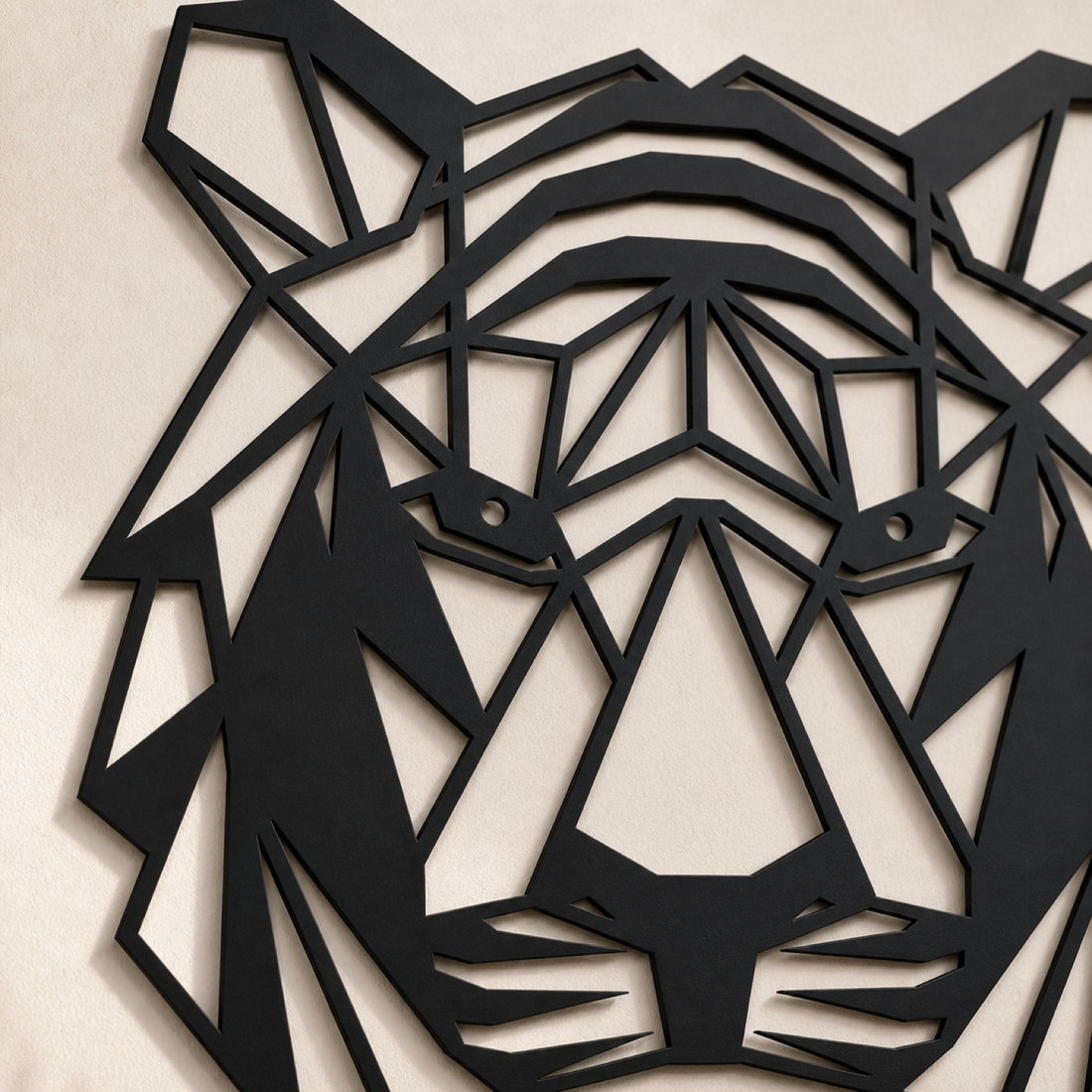 Cozy Haven Geometric Tiger Head Metal Wall Panel - 30 x 30 cm