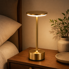 Cozy Haven Gold Cordless LED Table Lamp in a warm bedside setting