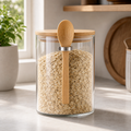 Cozy Haven Airtight Glass Storage Jar Set with Bamboo Lids styled kitchen view 1 for 1 Jar