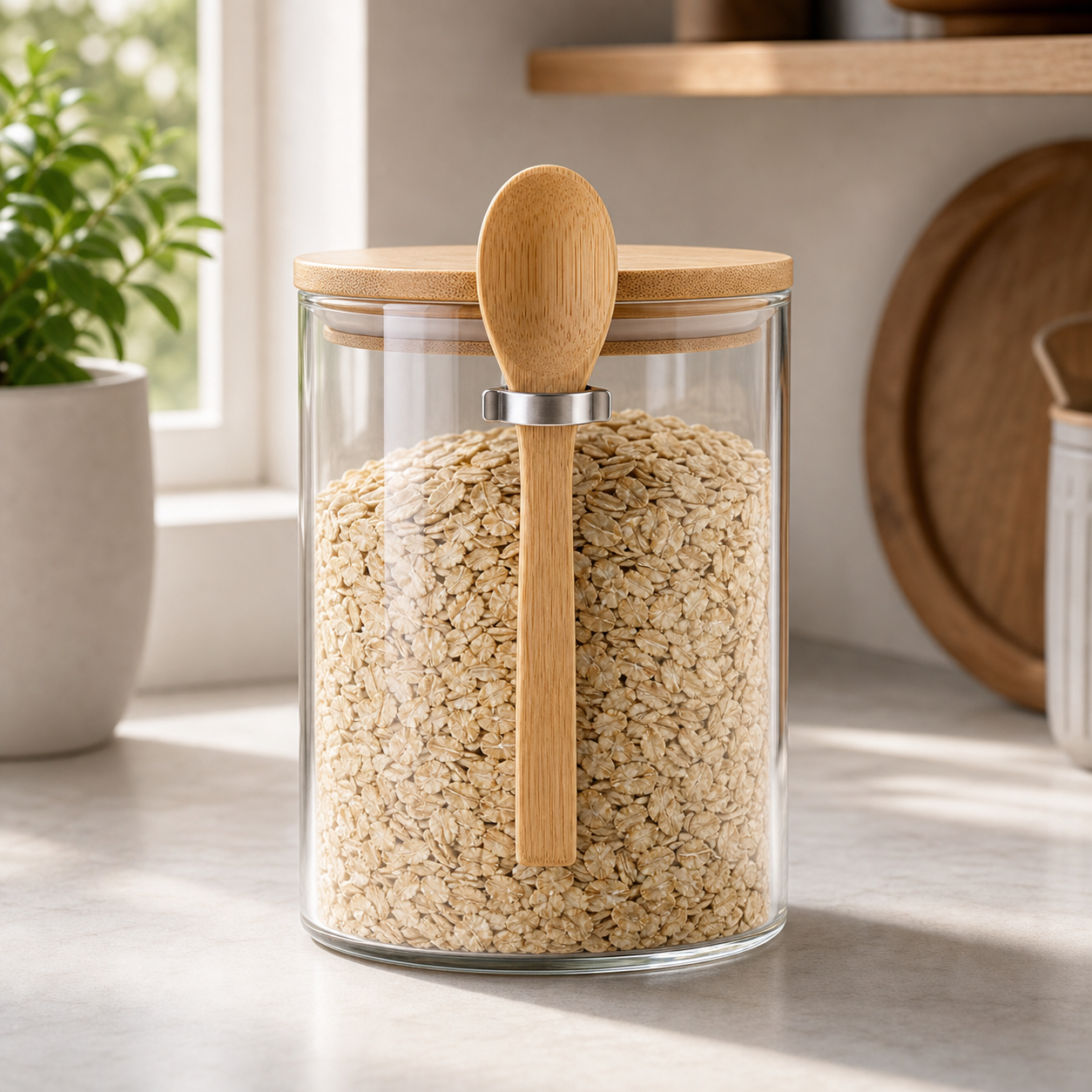 Cozy Haven Airtight Glass Storage Jars with Bamboo Lids - 1 Jar