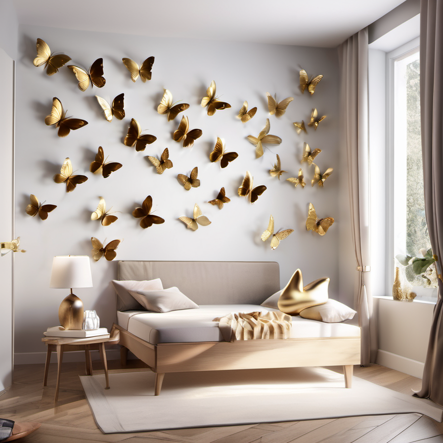 Cozy Haven lifestyle image for Cozy Haven 3D Butterfly Wall Stickers - 24 Piece Set - Bedroom