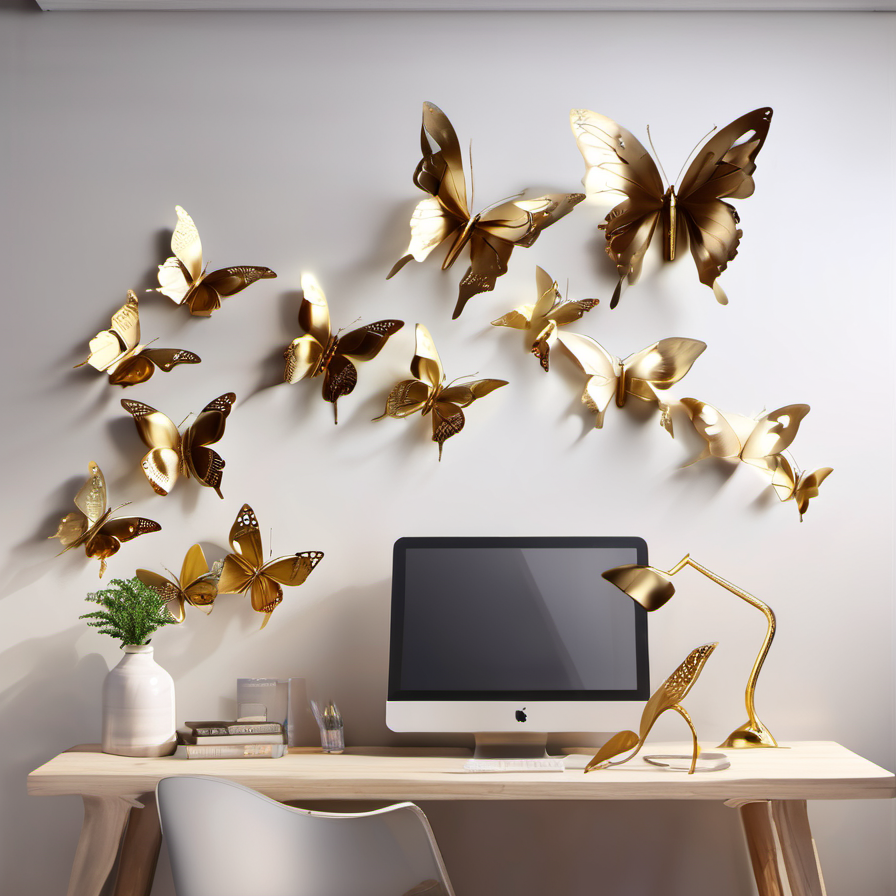 Cozy Haven lifestyle image for Cozy Haven 3D Butterfly Wall Stickers - 24 Piece Set - Bedroom