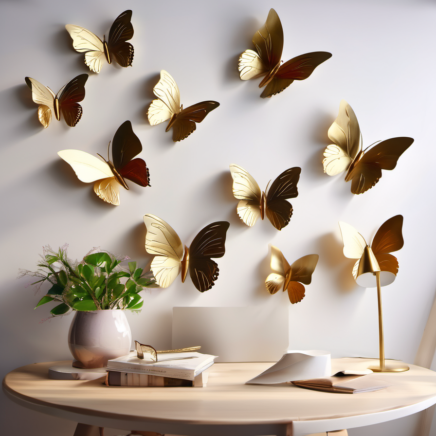 Cozy Haven lifestyle image for Cozy Haven 3D Butterfly Wall Stickers - 24 Piece Set - Bedroom