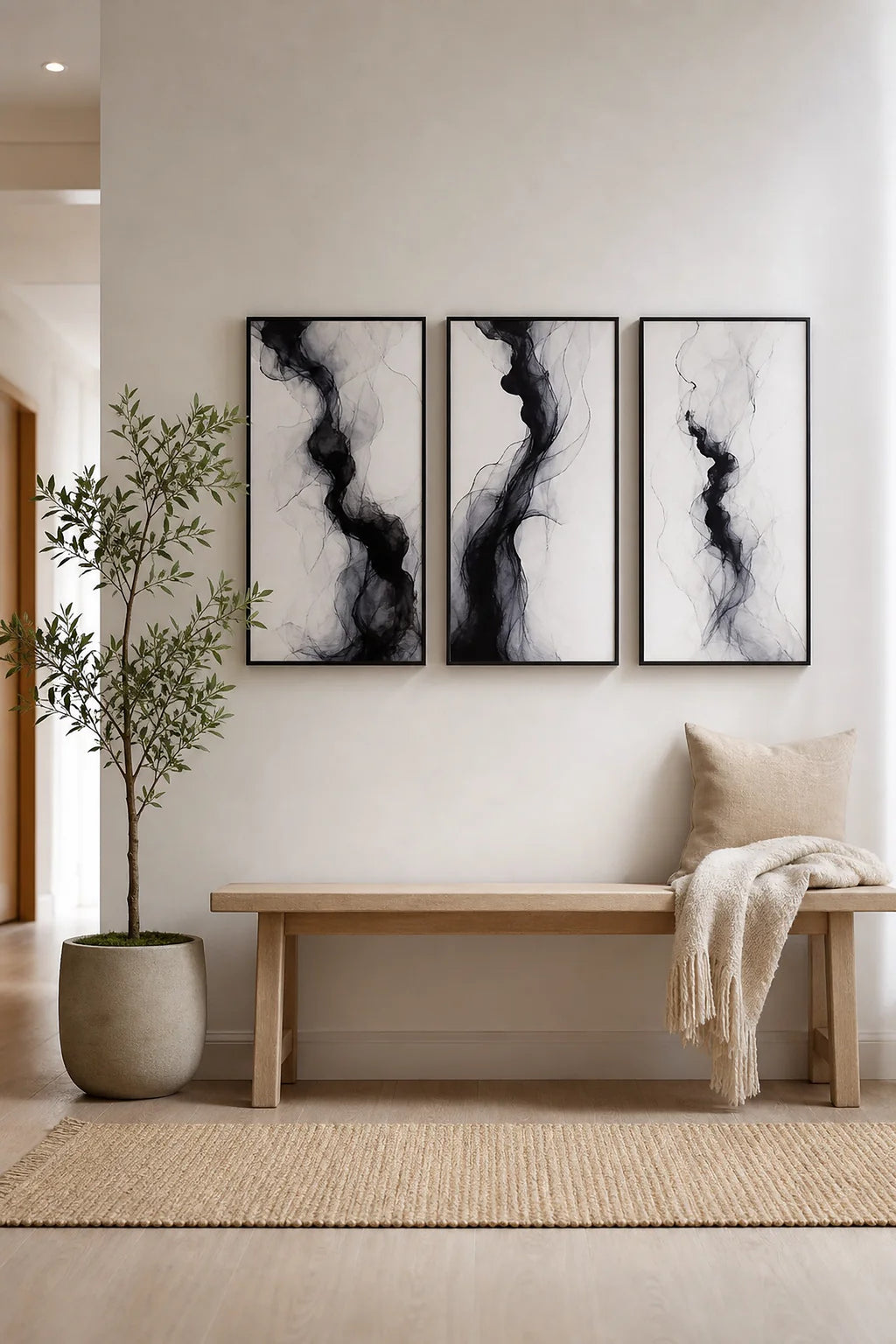 Cozy Haven Minimalist Abstract Bedroom Wall Art Prints styled wall decor view 3