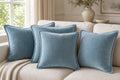 Cozy Haven Velvet Throw Pillow Covers Set - Blue