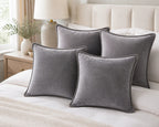 Cozy Haven velvet-feel pillow cover in Gray styled on sofa or bed