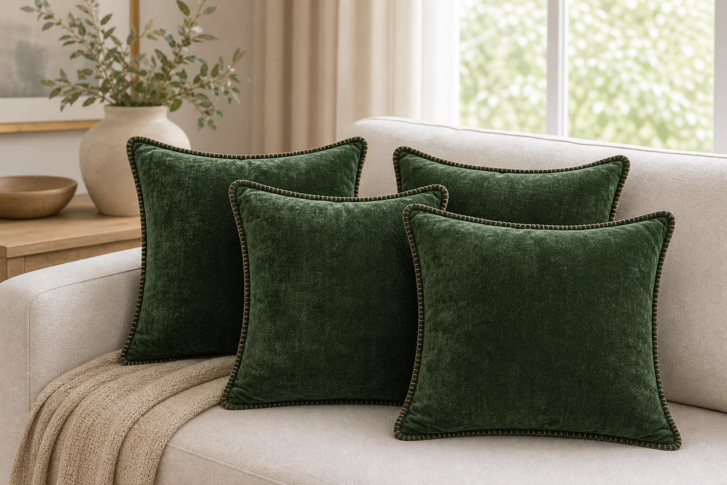 Cozy Haven Velvet Throw Pillow Covers Set - Green