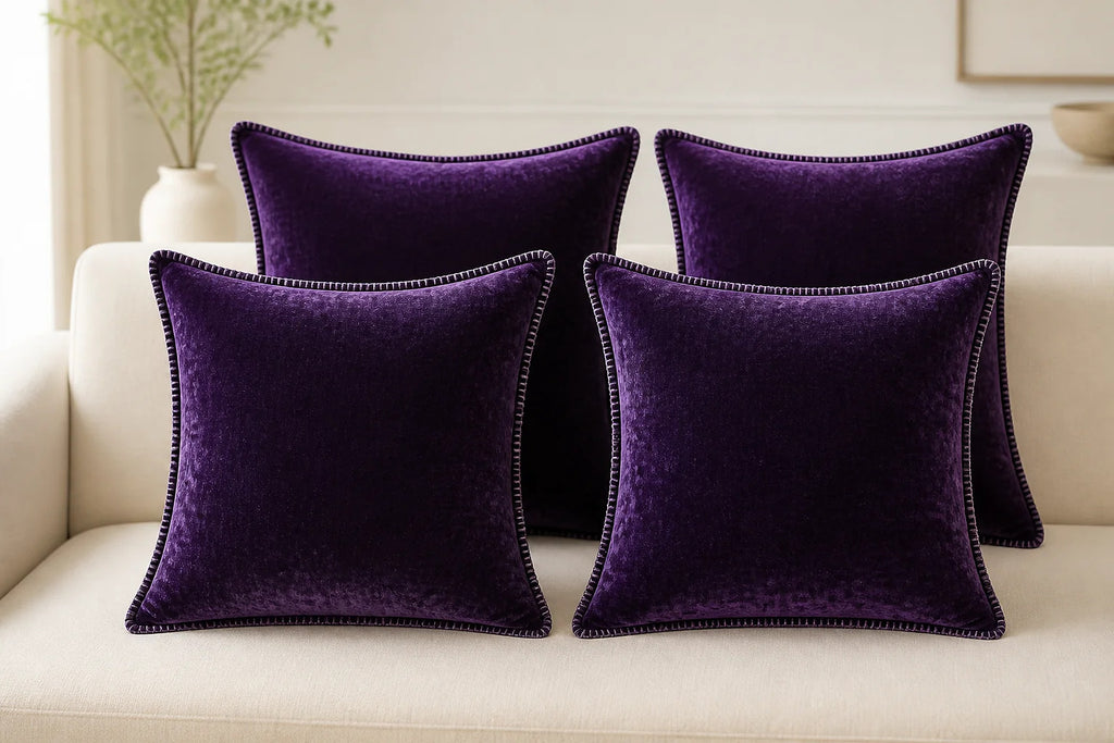 Cozy Haven Velvet Throw Pillow Covers Set - Purple