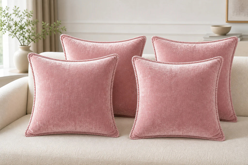 Cozy Haven Velvet Throw Pillow Covers Set - Pink