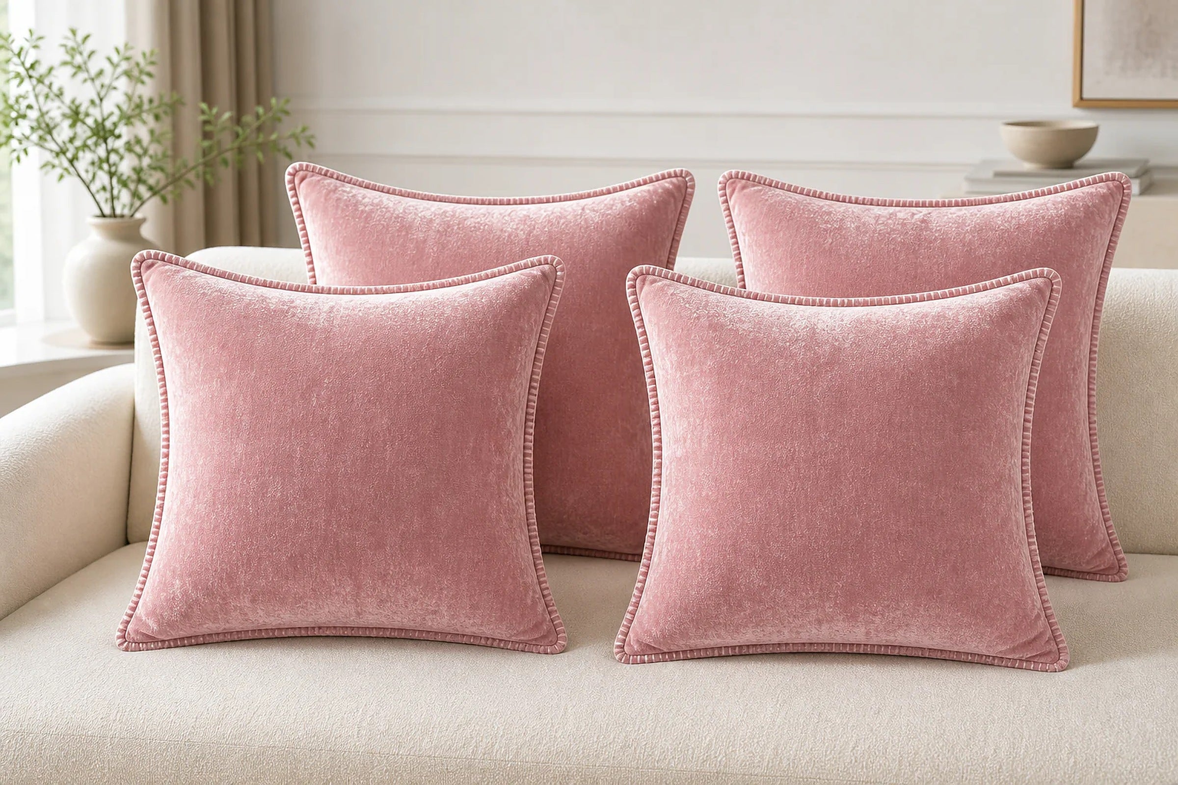 Cozy Haven Velvet Throw Pillow Covers Set - Pink