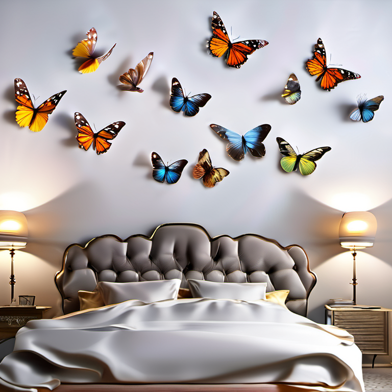 Cozy Haven 3D Butterfly Wall Stickers Set - 48 Pack Removable Vinyl Room Decor Multi-Color - Bedroom - lifestyle image 1