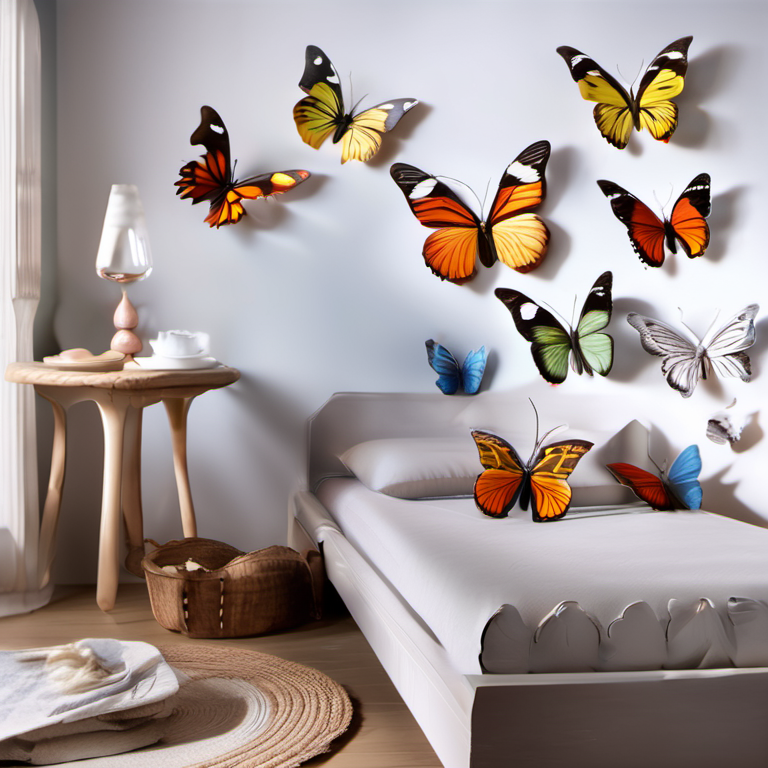 Cozy Haven lifestyle image for Cozy Haven 3D Butterfly Wall Stickers Set - 48 Pack Removable Vinyl Room Decor Multi-Color - Bedroom