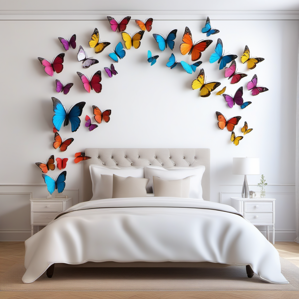 Cozy Haven lifestyle image for Cozy Haven 3D Butterfly Wall Stickers Set - 48 Pack Removable Vinyl Room Decor Multi-Color - Bedroom