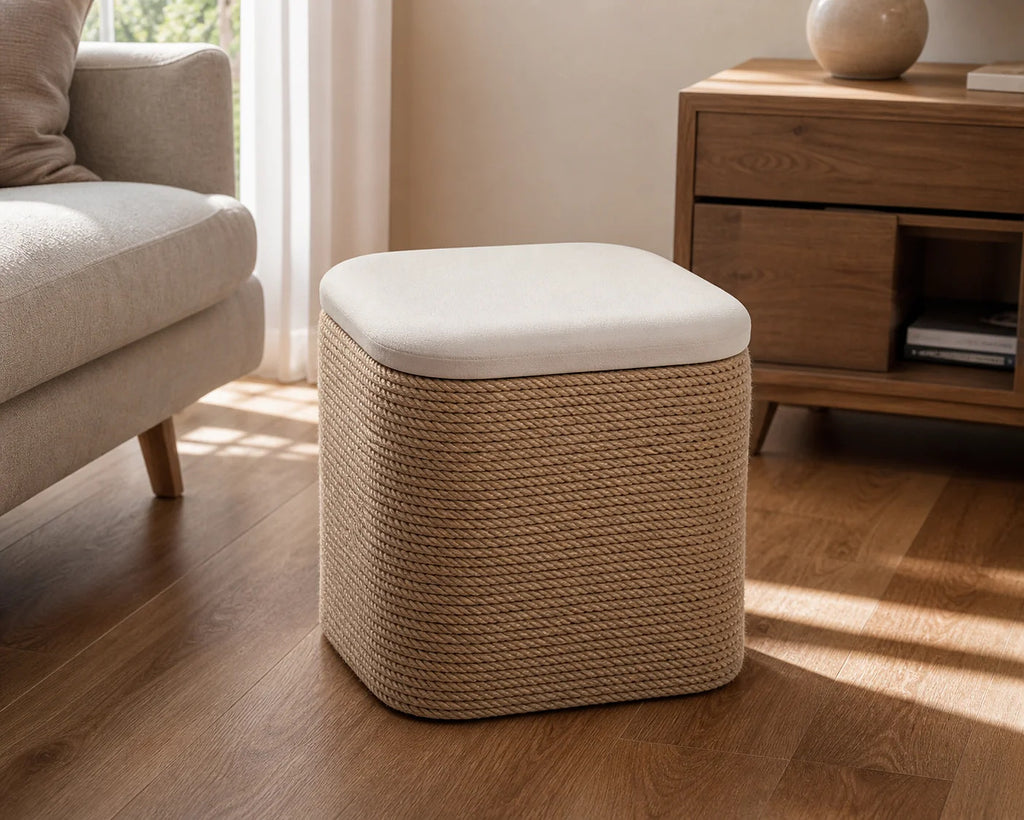 Cozy Haven Woven Rope Storage Ottoman lifestyle image 3